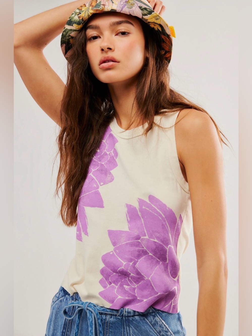 FREE PEOPLE DAYDREAMER Lotus Flower Tank TOP